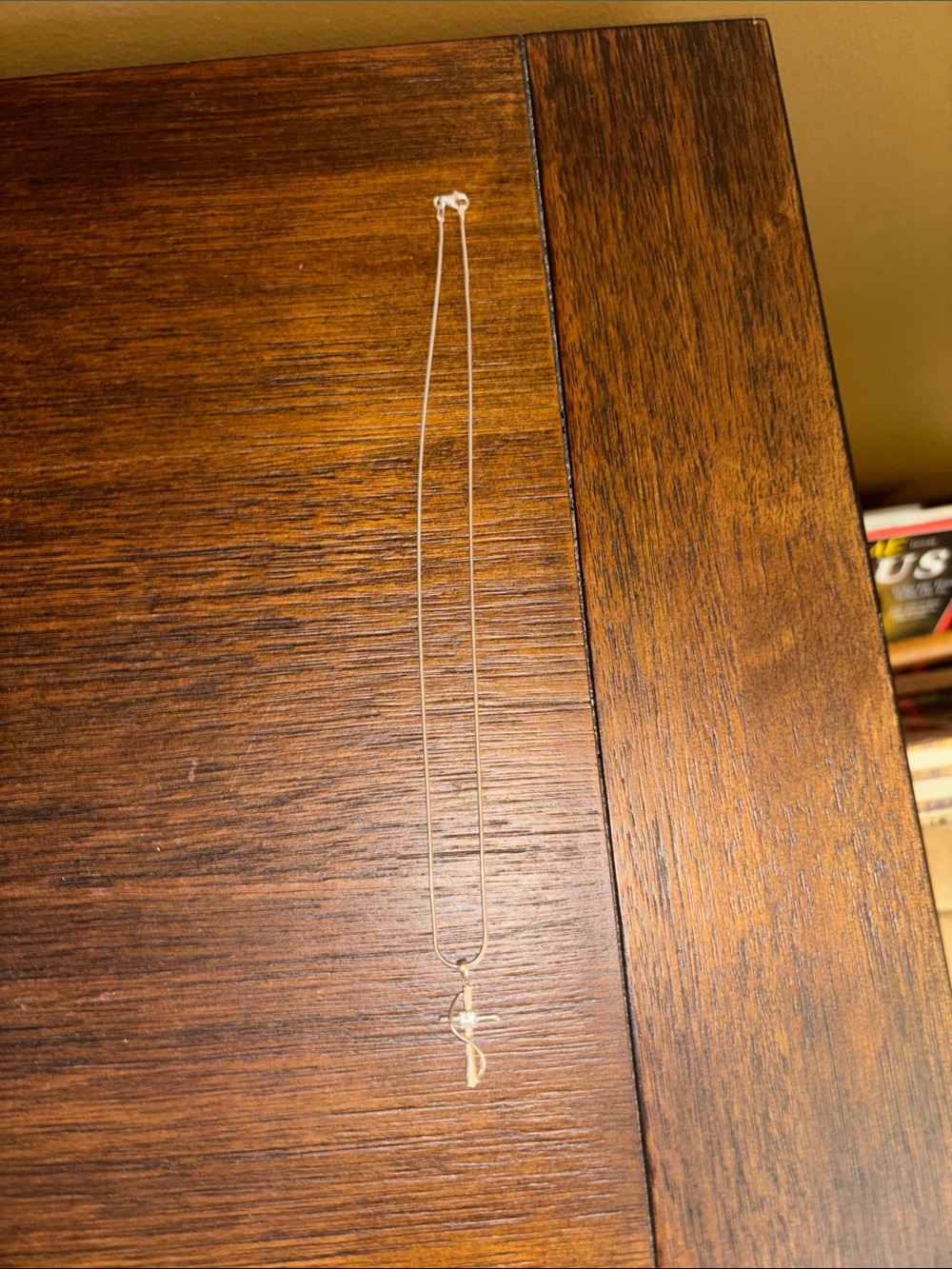 Delicate sterling 925 silver Ribbon Pendant Cross on Necklace - Women's Jewelry